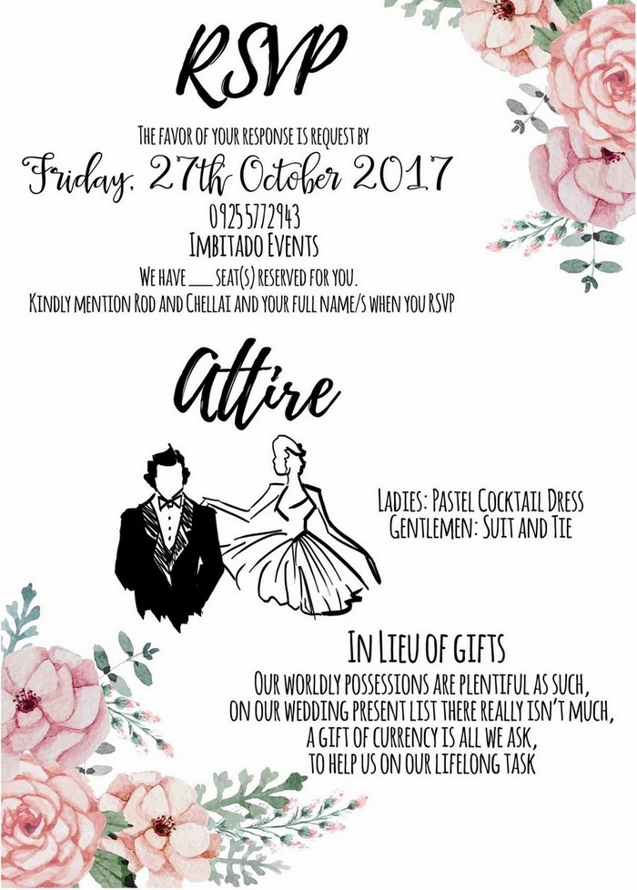 Dress Code Wording For Wedding Invitations